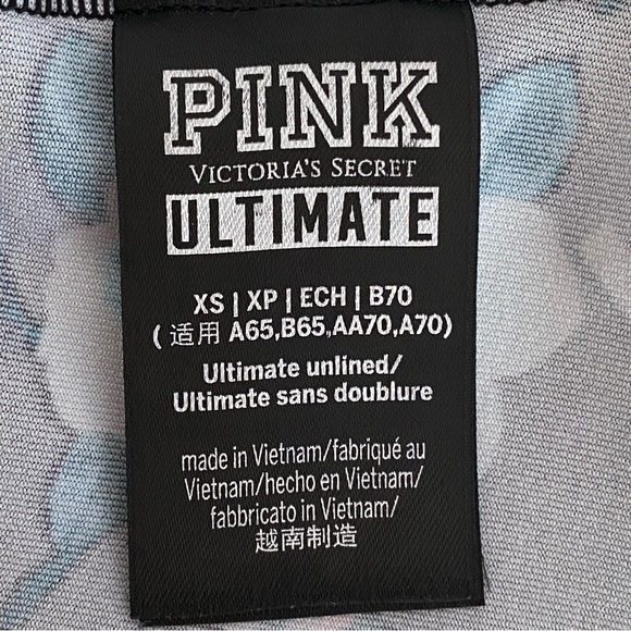 PINK Victoria's Secret Ultimate Asymmetrical Floral Black Crop Top Size XS - Picture 10 of 12